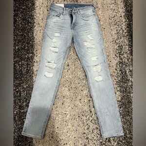 H&M Blue Skinny Jeans Distressed Denim